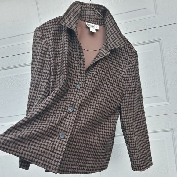 Houndstooth Jacket Coat Button Down Collared Shirt - Picture 4 of 8
